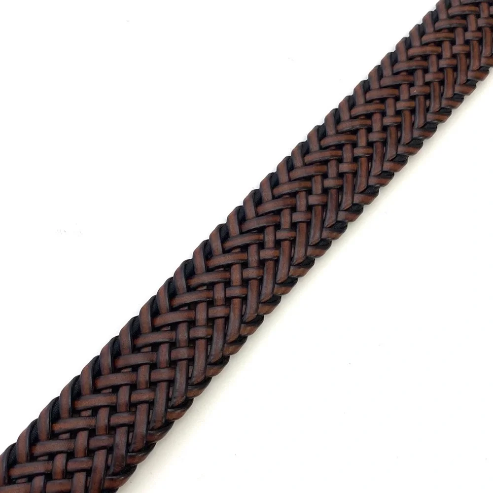 Stafford Big & Tall Brown Leather Braided Trouser Belt NWT